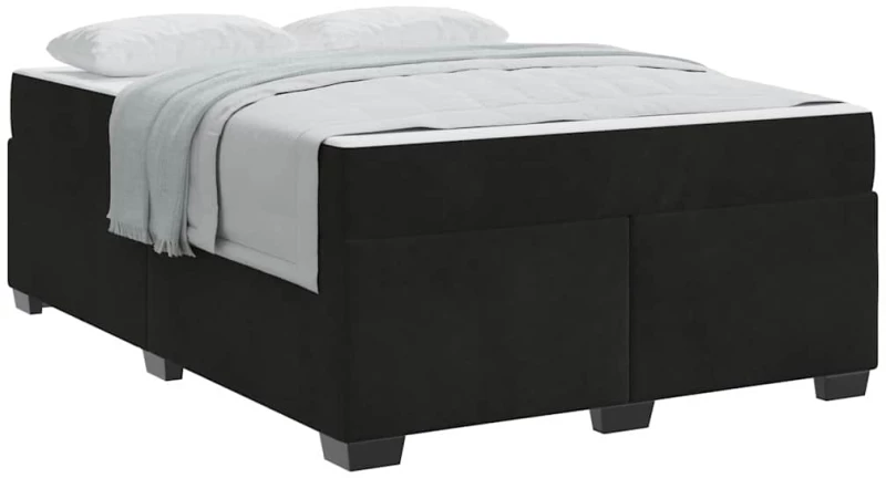 vidaXL Σκελετός κρεβατιού με στρώμα Μαύρο 160 x 200 cm Βελούδο
