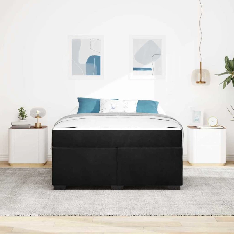 vidaXL Σκελετός κρεβατιού με στρώμα Μαύρο 160 x 200 cm Βελούδο