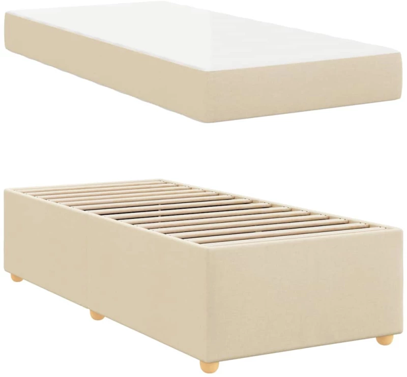 vidaXL Σκελετός Κρεβατιού με στρώμα Κρεμ 80 x 200 cm ύφασμα