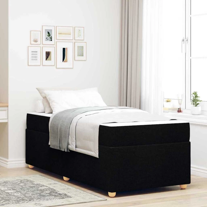 vidaXL Σκελετός Κρεβατιού με στρώμα Μαύρο 90 x 200 cm ύφασμα