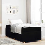 vidaXL Σκελετός Κρεβατιού με στρώμα Μαύρο 90 x 200 cm ύφασμα