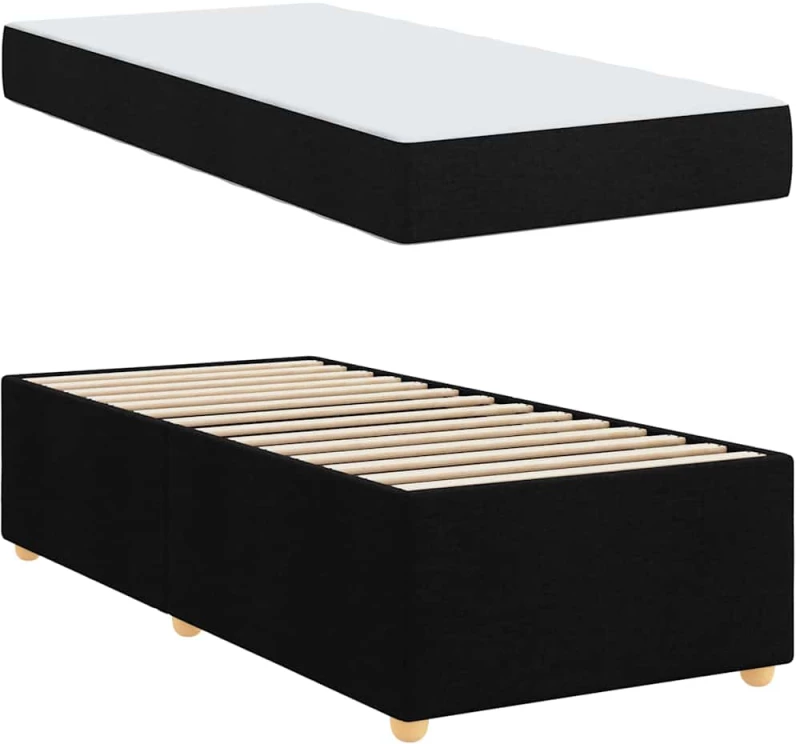 vidaXL Σκελετός Κρεβατιού με στρώμα Μαύρο 90 x 200 cm ύφασμα