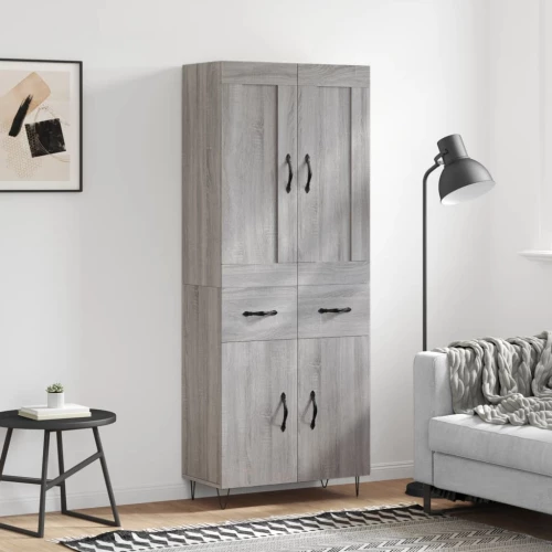 vidaXL Ντουλάπι Γκρι Sonoma 69,5 x 34 x 180 εκ. Επεξεργασμένο Ξύλο