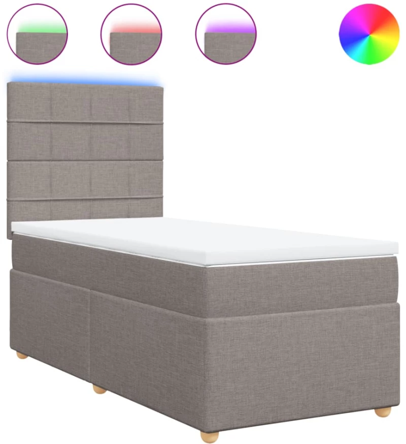 vidaXL Κρεβάτι Boxspring με Στρώμα Taupe 80x200 εκ. Υφασμάτινο