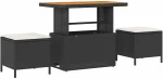 vidaXL Σετ Καναπέ Κήπου 8 pcs Μαύρο και κρεμ 90 x 55 x 71 cm