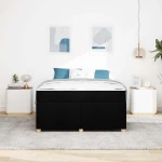 vidaXL Σκελετός Κρεβατιού με στρώμα Μαύρο 140 x 200 cm ύφασμα