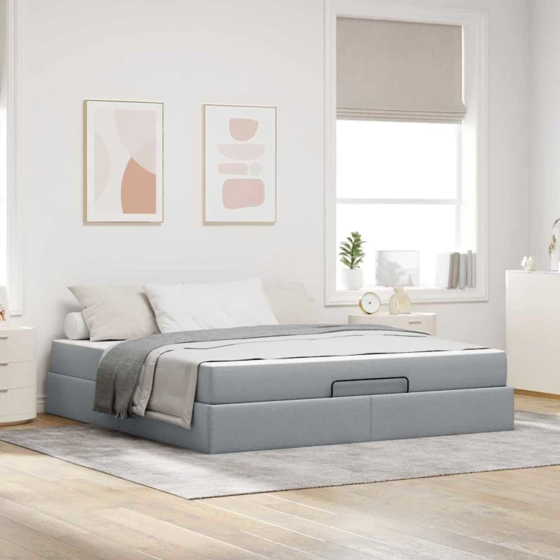 vidaXL Σκελετός Κρεβατιού Ανοιχτό γκρι 180 x 200 cm ύφασμα