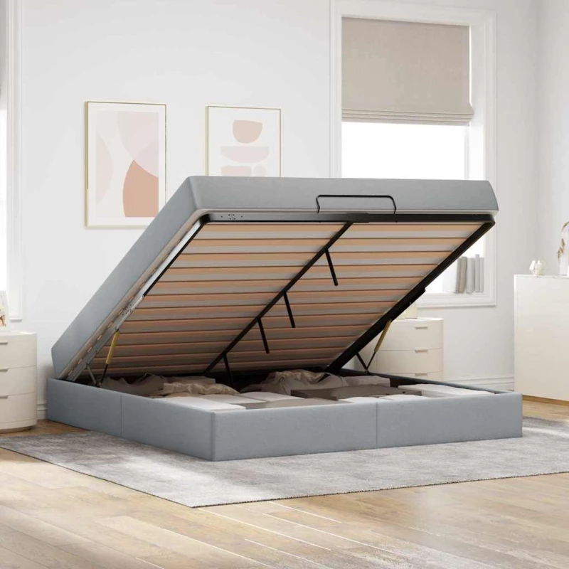 vidaXL Σκελετός Κρεβατιού Ανοιχτό γκρι 180 x 200 cm ύφασμα