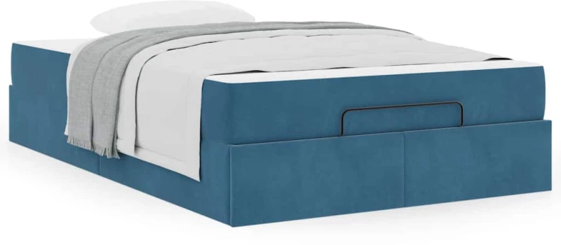 vidaXL Σκελετός Κρεβατιού με στρώμα Μπλε 120 x 200 cm Βελούδο