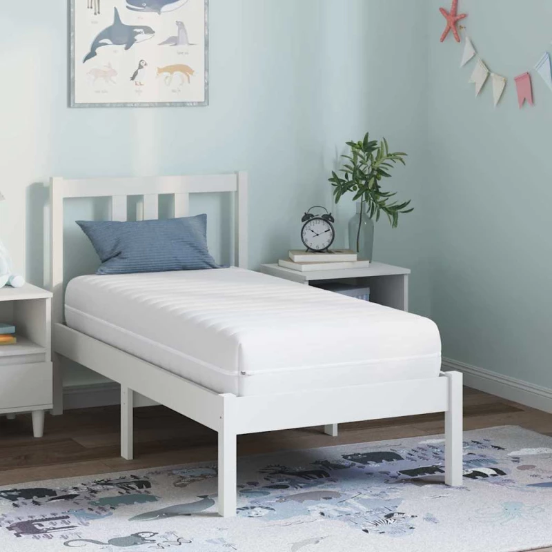 vidaXL Στρώμα με Στρώση Καρύδας Λευκό 60 x 120 cm Τσέπες ελατηρίων