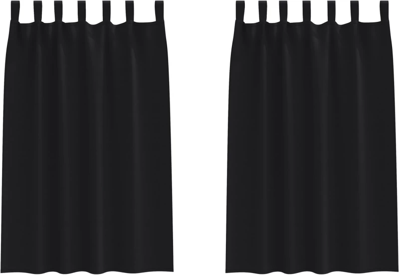 vidaXL Κουρτίνες με κουρτίνες 2 pcs Μαύρο 175x140εκ. Πολυεστέρας