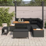 vidaXL Σετ Καναπέ Κήπου με μαξιλάρι 8 pcs Μαύρο Πολυ ράταν
