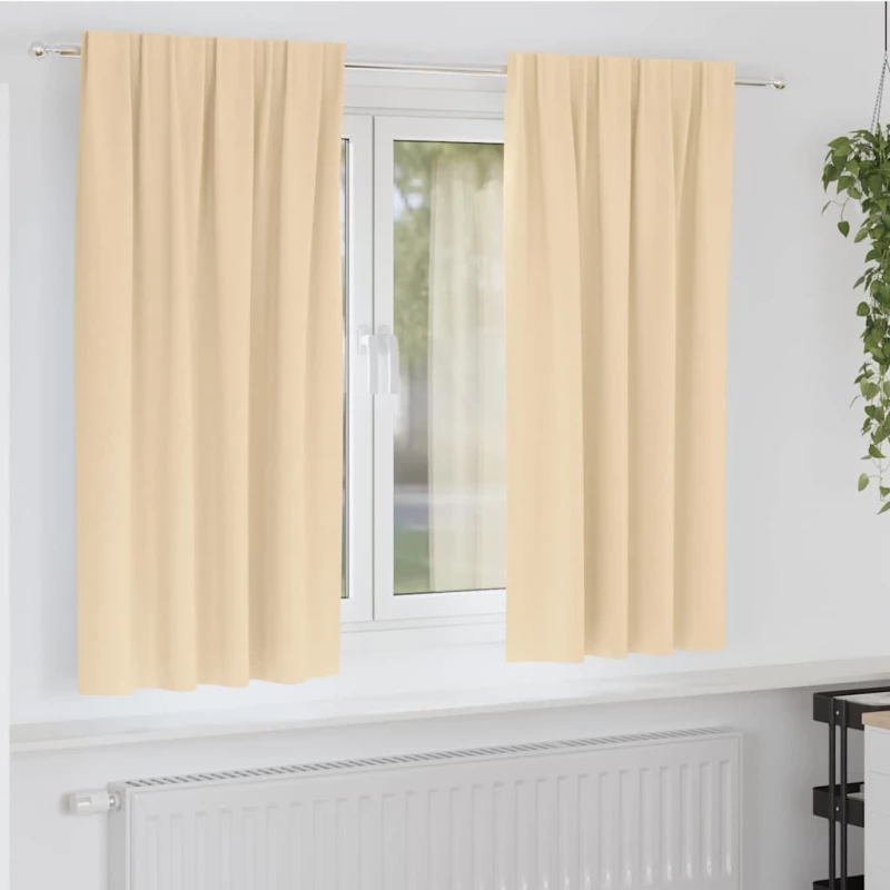 vidaXL Κουρτίνες με κουρτίνες 2 pcs Κρεμ 175x140εκ. Πολυεστέρας