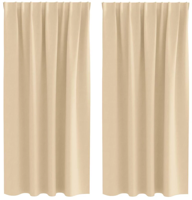 vidaXL Κουρτίνες με κουρτίνες 2 pcs Κρεμ 175x140εκ. Πολυεστέρας