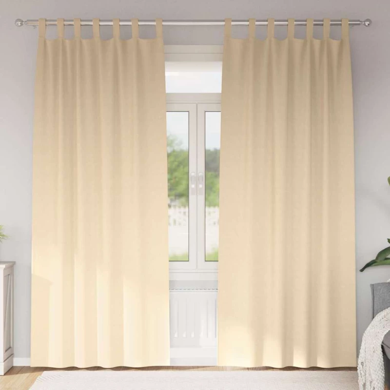 vidaXL Κουρτίνες με κουρτίνες 2 pcs Κρεμ 245x140εκ. Πολυεστέρας