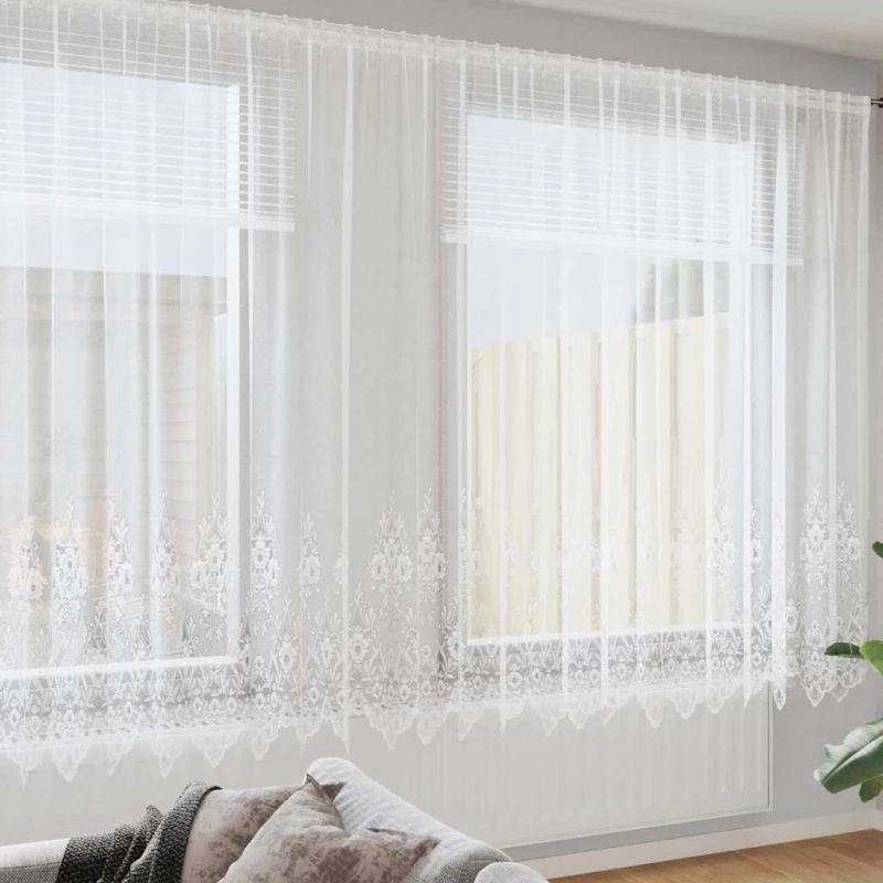 vidaXL Κουρτίνες με κουρτίνες Λευκό 1200 x 240 εκ. Πολυεστέρας