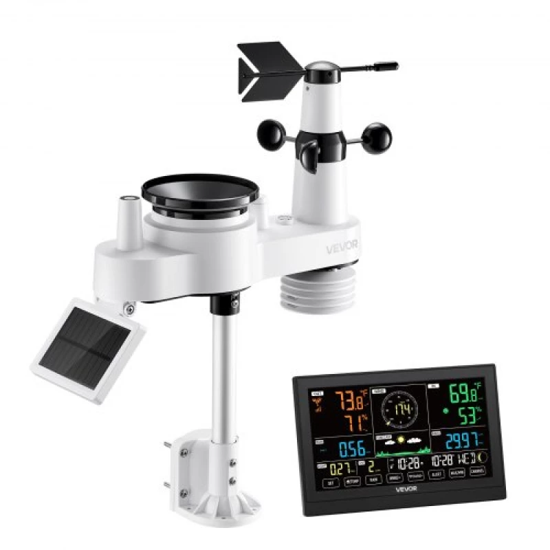 VEVOR 7-in-1 Wireless Weather Station Indoor Outdoor with Sensor 7.5 in Display