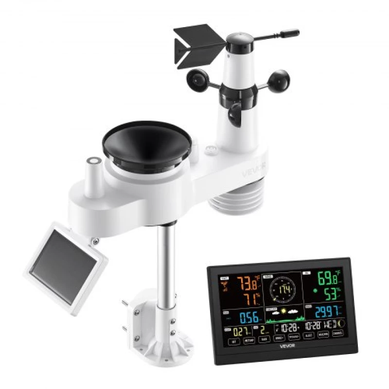 VEVOR 7-in-1 Wireless Weather Station Indoor Outdoor with Sensor 7.5 in Display