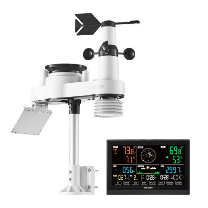 VEVOR 7-in-1 Wireless Weather Station Indoor Outdoor with Sensor 7.5 in Display
