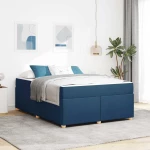 vidaXL Σκελετός Κρεβατιού με στρώμα Μπλε 140 x 200 cm ύφασμα