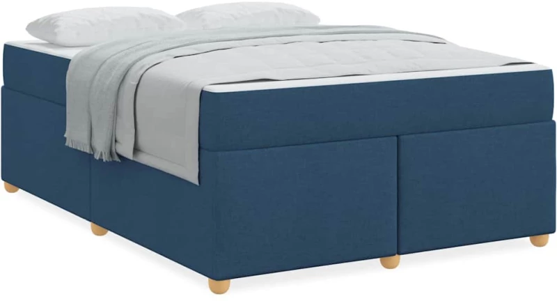 vidaXL Σκελετός Κρεβατιού με στρώμα Μπλε 140 x 200 cm ύφασμα