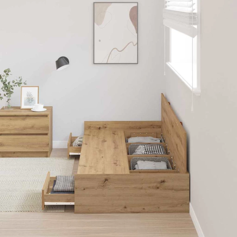 Κρεβάτι με αποθηκευτικό χώρο με κεφαλάρι Artisan Oak 90 x 200 cm