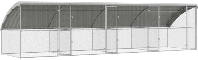 vidaXL Κλουβί για κότες Ασημί 800 x 200 x 198.5 εκ