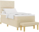 vidaXL Κρεβάτι με ελατήρια με στρώμα Κρεμ 90 x 190 cm ύφασμα
