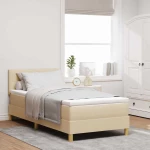 vidaXL Κρεβάτι με ελατήρια με στρώμα Κρεμ 90 x 190 cm ύφασμα