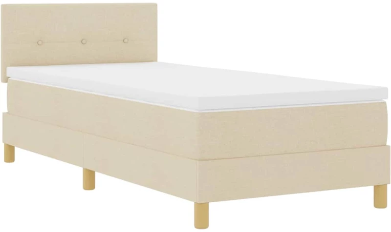 vidaXL Κρεβάτι με ελατήρια με στρώμα Κρεμ 90 x 190 cm ύφασμα