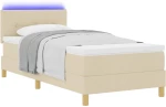 vidaXL Κρεβάτι με ελατήρια με στρώμα Κρεμ 90 x 190 cm ύφασμα