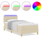 vidaXL Κρεβάτι με ελατήρια με στρώμα Κρεμ 90 x 190 cm ύφασμα