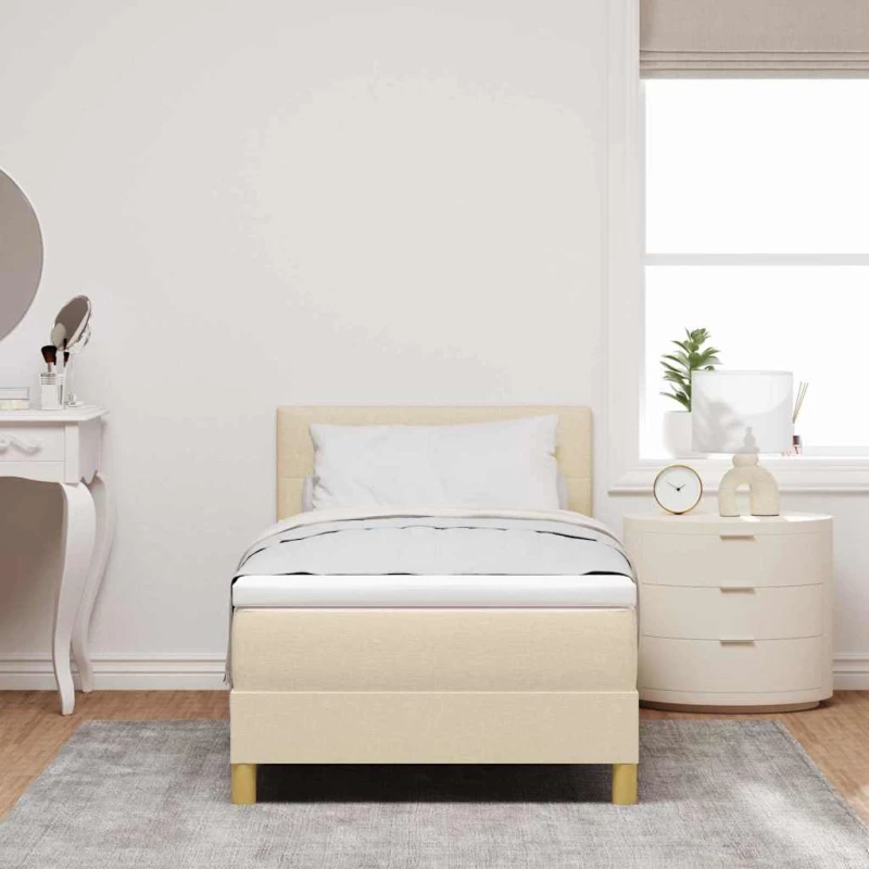 vidaXL Κρεβάτι με ελατήρια με στρώμα Κρεμ 90 x 190 cm ύφασμα