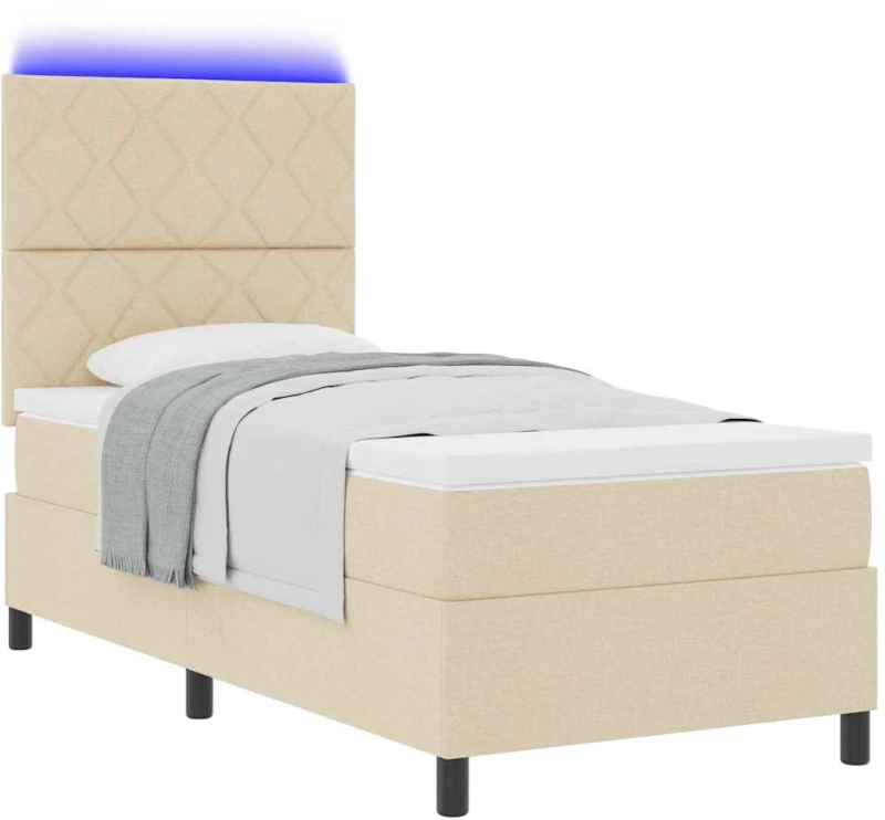 vidaXL Κρεβάτι με ελατήρια με στρώμα Κρεμ 90 x 190 cm ύφασμα
