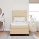 vidaXL Κρεβάτι με ελατήρια με στρώμα Κρεμ 90 x 190 cm ύφασμα