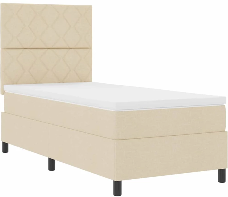 vidaXL Κρεβάτι με ελατήρια με στρώμα Κρεμ 90 x 190 cm ύφασμα