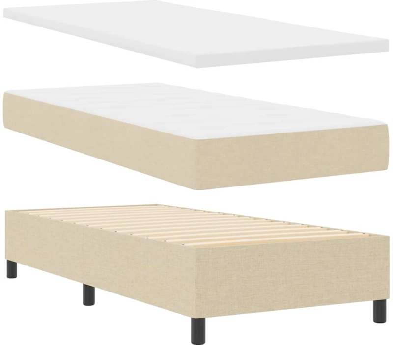 vidaXL Κρεβάτι με ελατήρια με στρώμα Κρεμ 90 x 190 cm ύφασμα