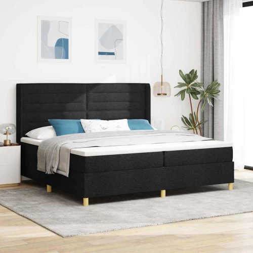 vidaXL Κρεβάτι με ελατήριο με στρώμα Μαύρο 200 x 200 cm ύφασμα