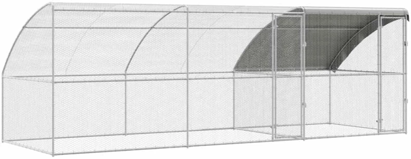 vidaXL Κλουβί για κότες Ασημί 600 x 200 x 198.5 εκ