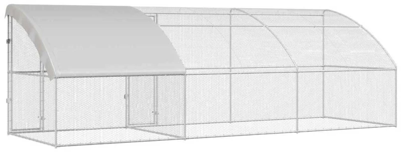 vidaXL Κλουβί για κότες Ασημί 600 x 200 x 198.5 εκ