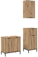 vidaXL Σετ Επίπλων Μπάνιου Καρό 3 pcs artisan δρυς 39.5 x 36 x 88 εκ