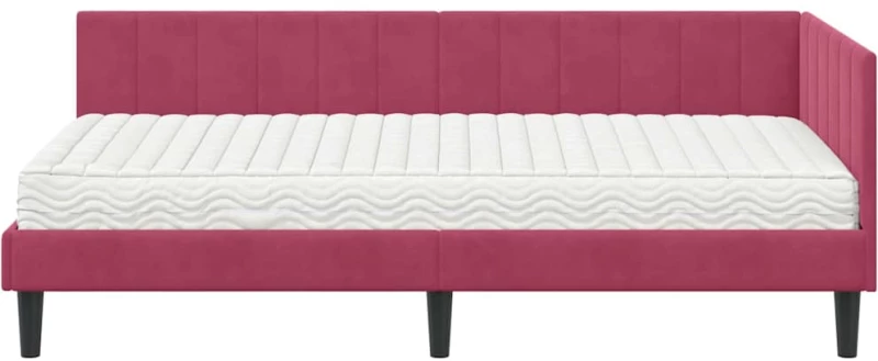 vidaXL Κρεβάτι Γωνίας με στρώμα Μπορντό 90 x 200 cm Βελούδο