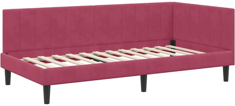 vidaXL Κρεβάτι Γωνίας με στρώμα Μπορντό 90 x 200 cm Βελούδο