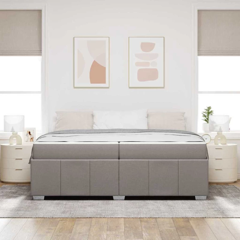 vidaXL Σκελετός Κρεβατιού με στρώμα Taupe 200 x 200 cm ύφασμα