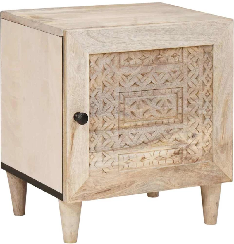 vidaXL Κομοδίνο Μπεζ 40 x 33 x 46 εκ. Μασίφ ξύλο μάνγκο