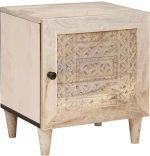 vidaXL Κομοδίνο Μπεζ 40 x 33 x 46 εκ. Μασίφ ξύλο μάνγκο