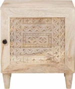 vidaXL Κομοδίνο Μπεζ 40 x 33 x 46 εκ. Μασίφ ξύλο μάνγκο
