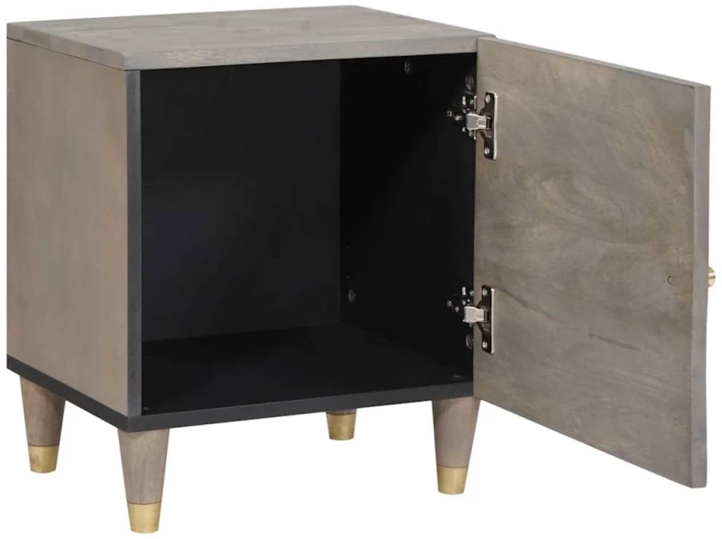 vidaXL Κομοδίνο Γκρι 40 x 33 x 46 εκ. Μασίφ ξύλο μάνγκο