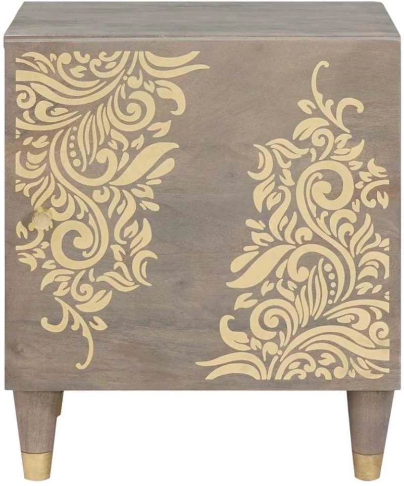 vidaXL Κομοδίνο Γκρι 40 x 33 x 46 εκ. Μασίφ ξύλο μάνγκο
