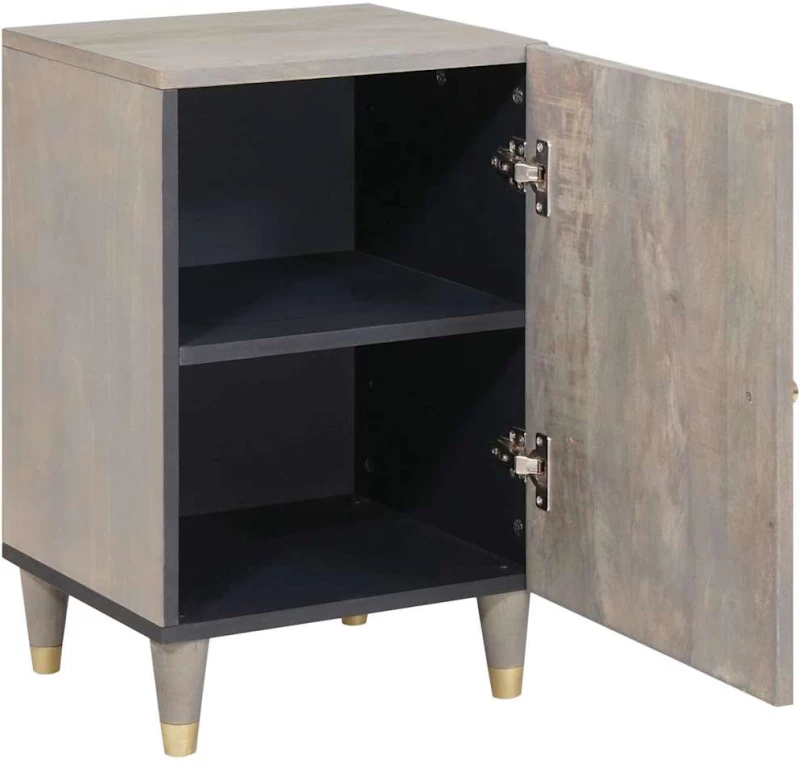 vidaXL Ντουλάπι Μπάνιου Γκρι 38 x 33 x 58 εκ. Μασίφ ξύλο μάνγκο